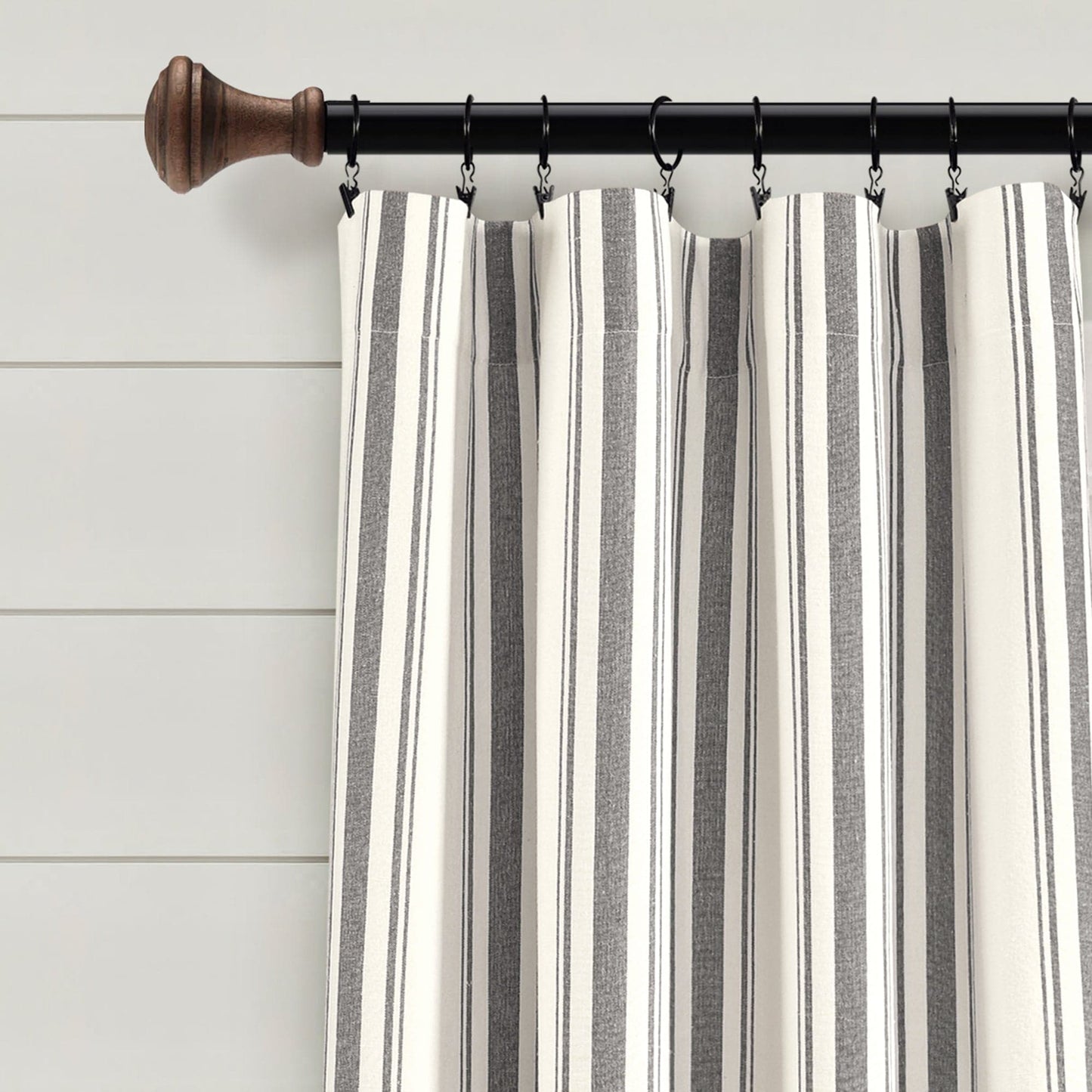 Farmhouse Stripe Yarn Dyed Recycled Cotton Window Curtain Panel Set