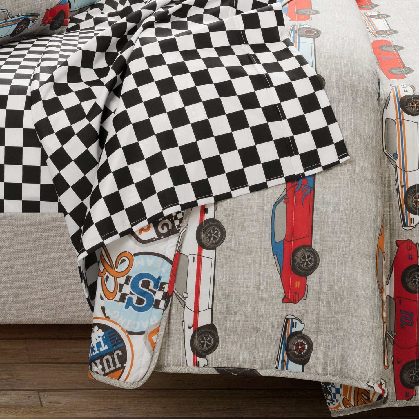 Race Cars Reversible Quilt Set + Sheet Set Combo