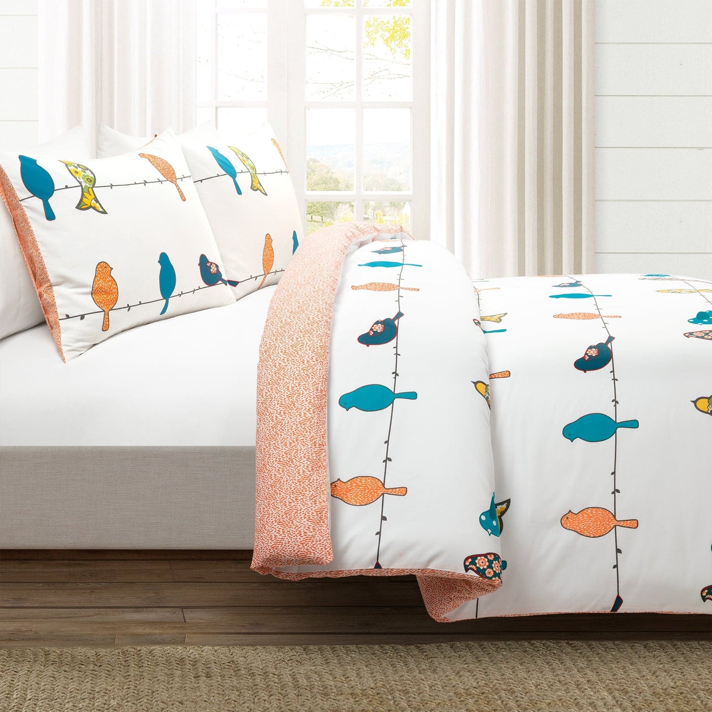 Rowley Birds Cotton Duvet Cover 3 Piece Set