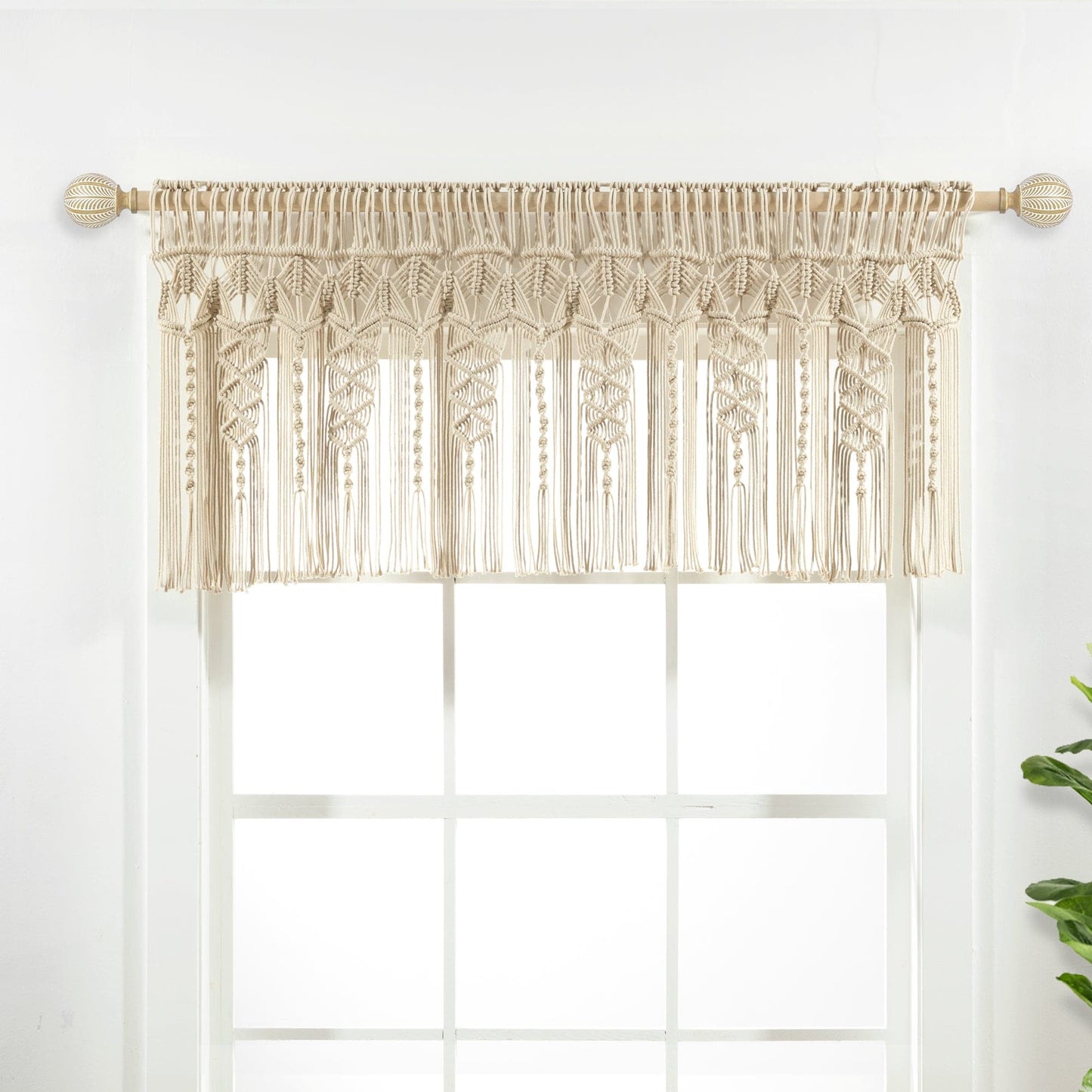 Boho Macrame Textured Cotton Valance