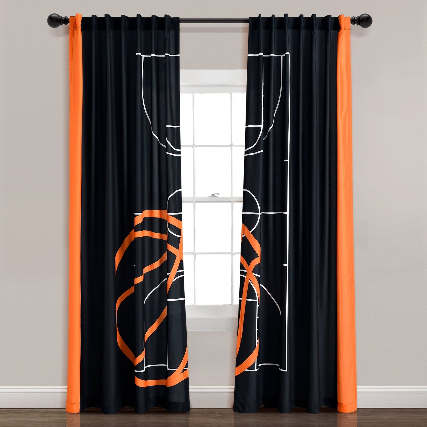 Basketball Game Window Curtain Panel Set