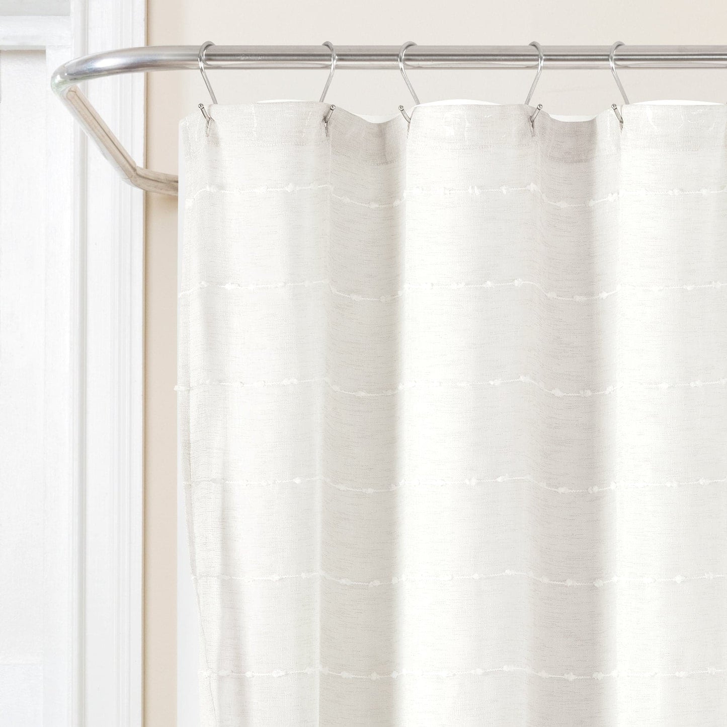 Farmhouse Textured Sheer With Peva Lining Shower Curtain Set