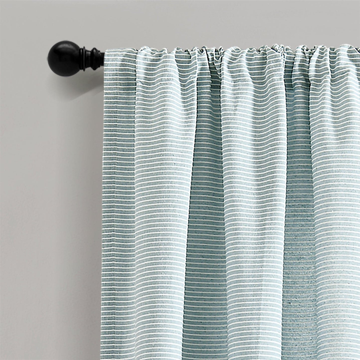 Farmhouse Button Stripe Yarn Dyed Woven Cotton Window Curtain Panel Set