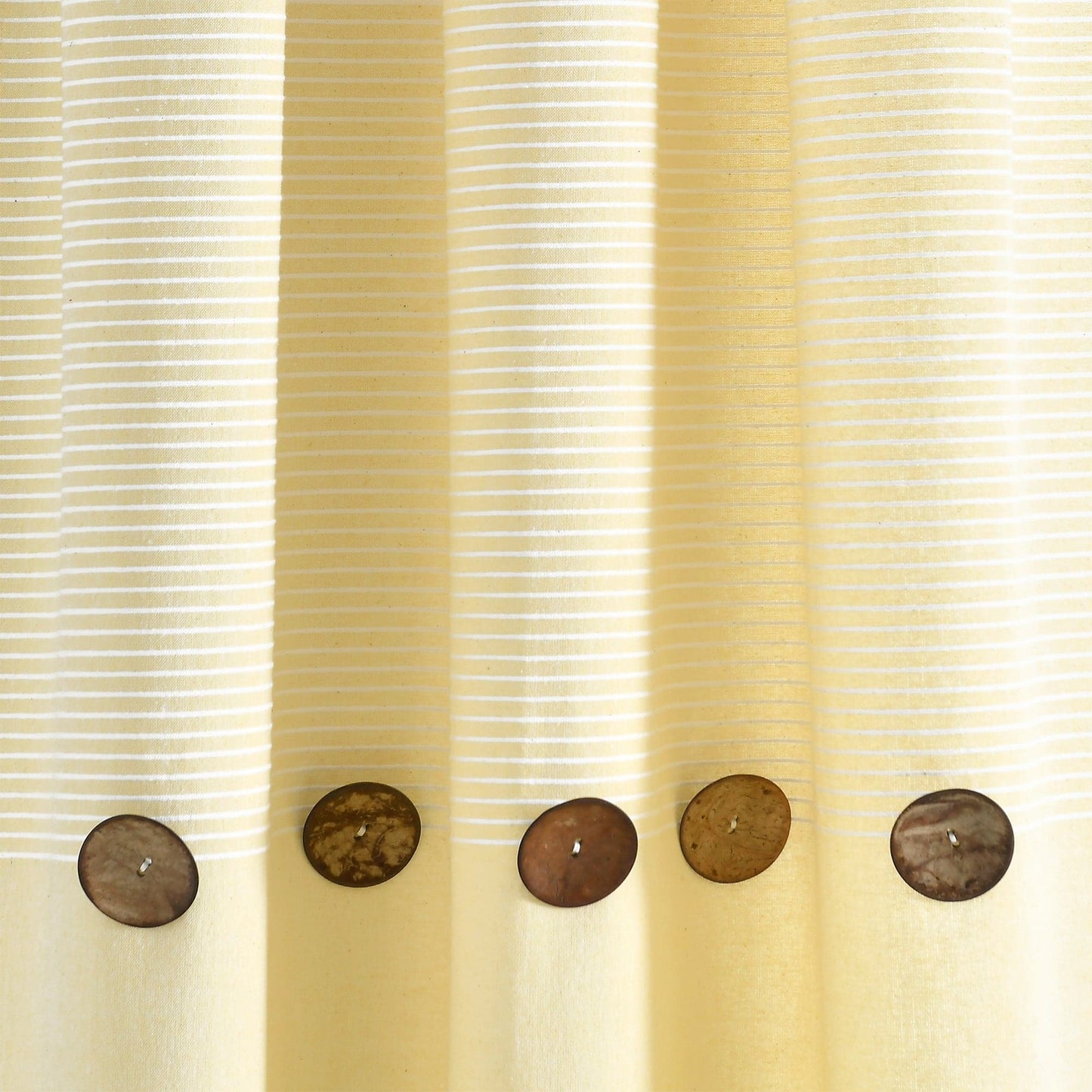 Farmhouse Button Stripe Yarn Dyed Woven Cotton Window Curtain Panel Set