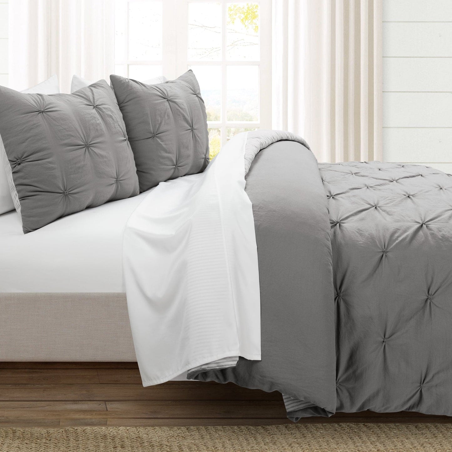 Ravello Pintuck Reversible Comforter Bed In A Bag