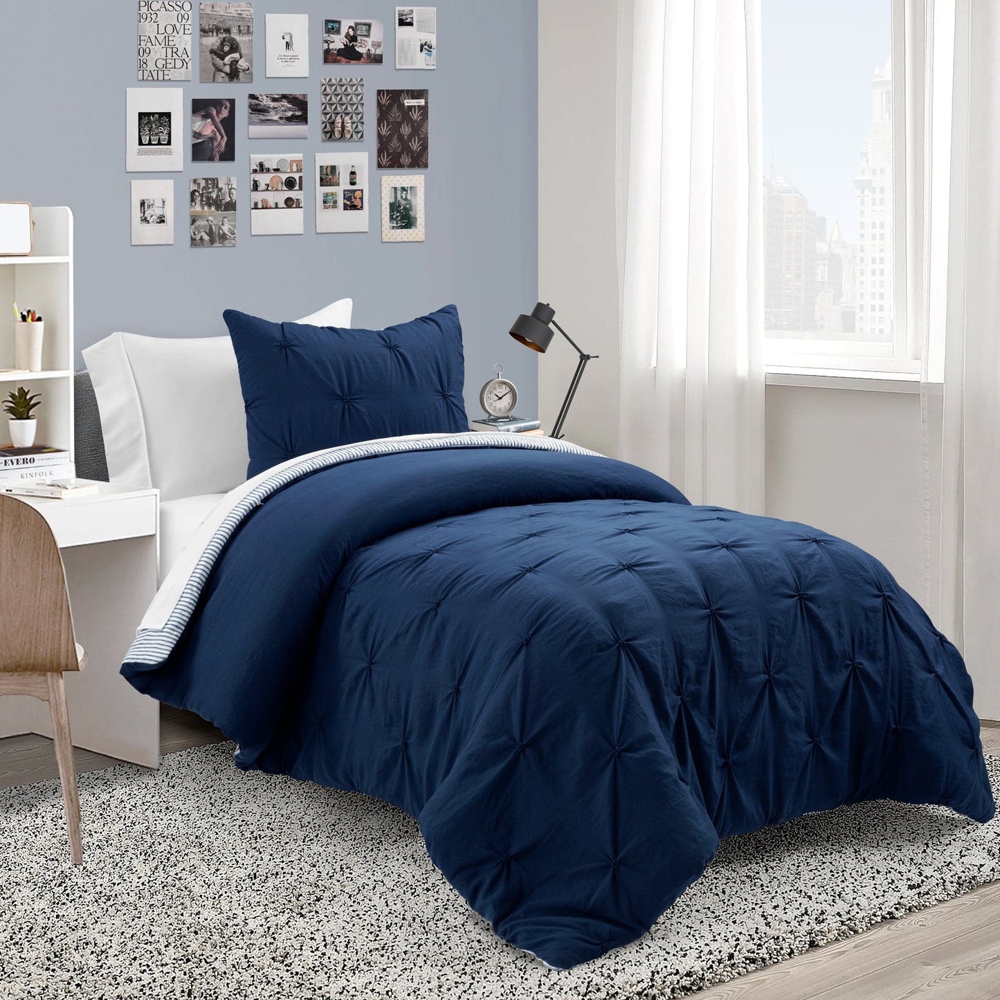 Ravello Pintuck Reversible Comforter Bed In A Bag