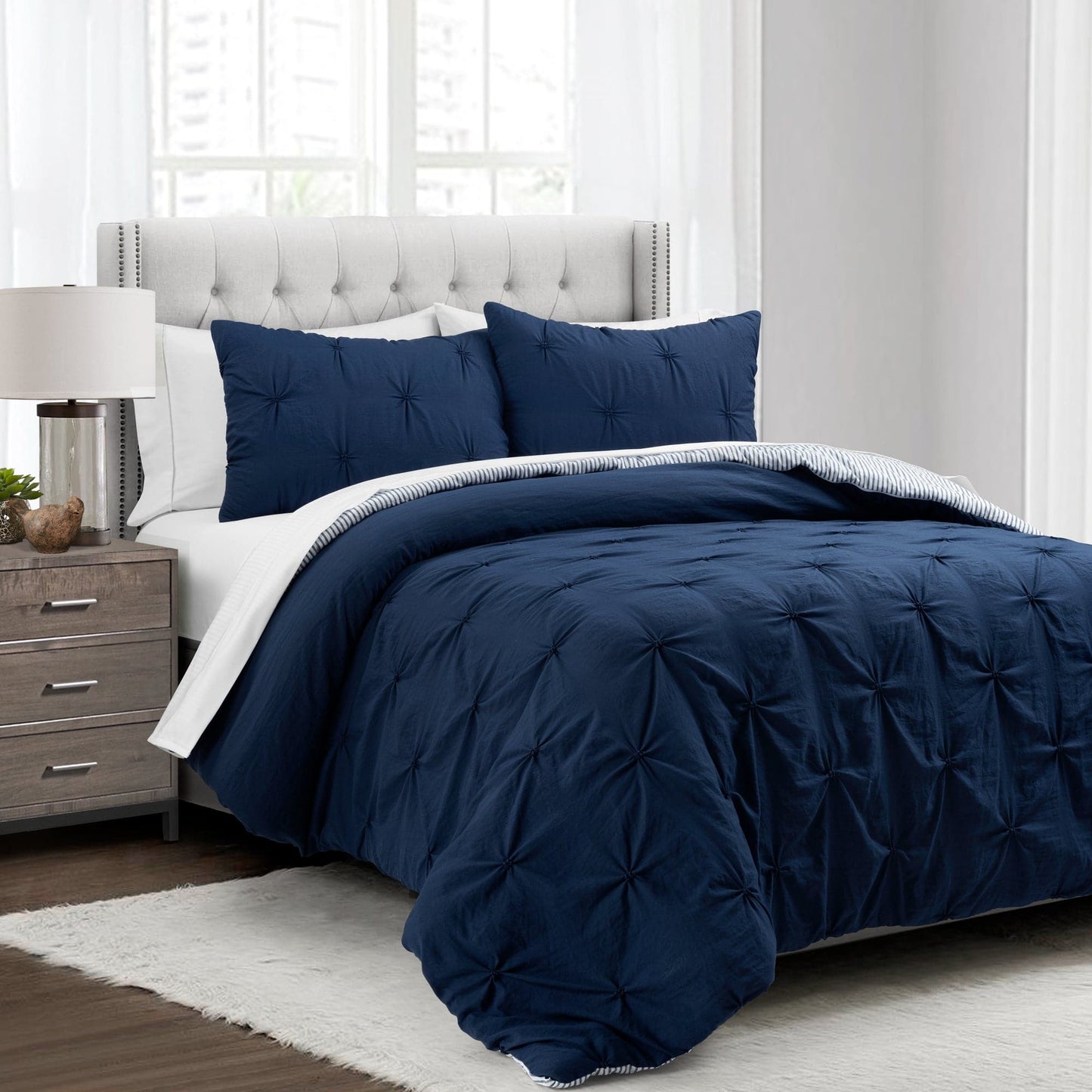 Ravello Pintuck Reversible Comforter Bed In A Bag