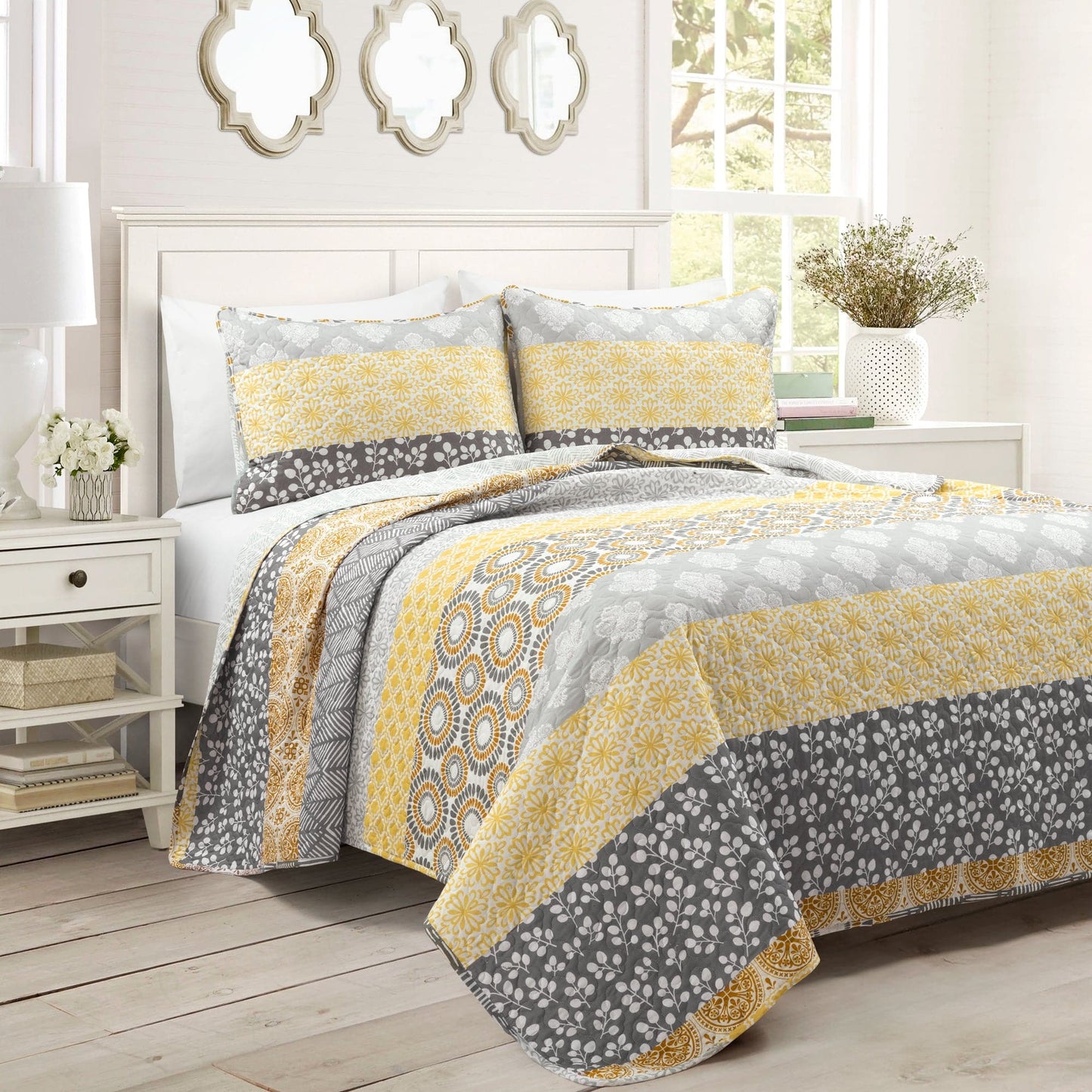 Bohemian Stripe Quilt 3 Piece Set