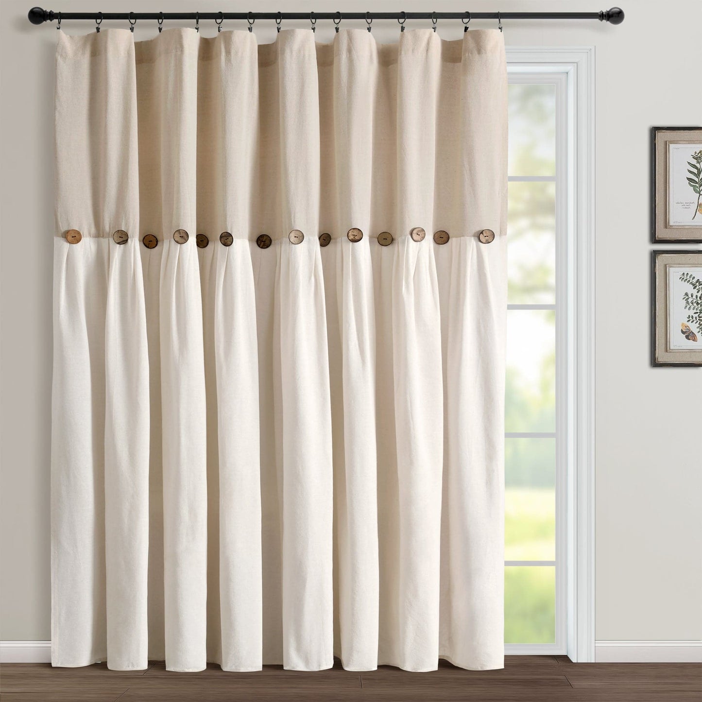 Linen Button Window Curtain Panel