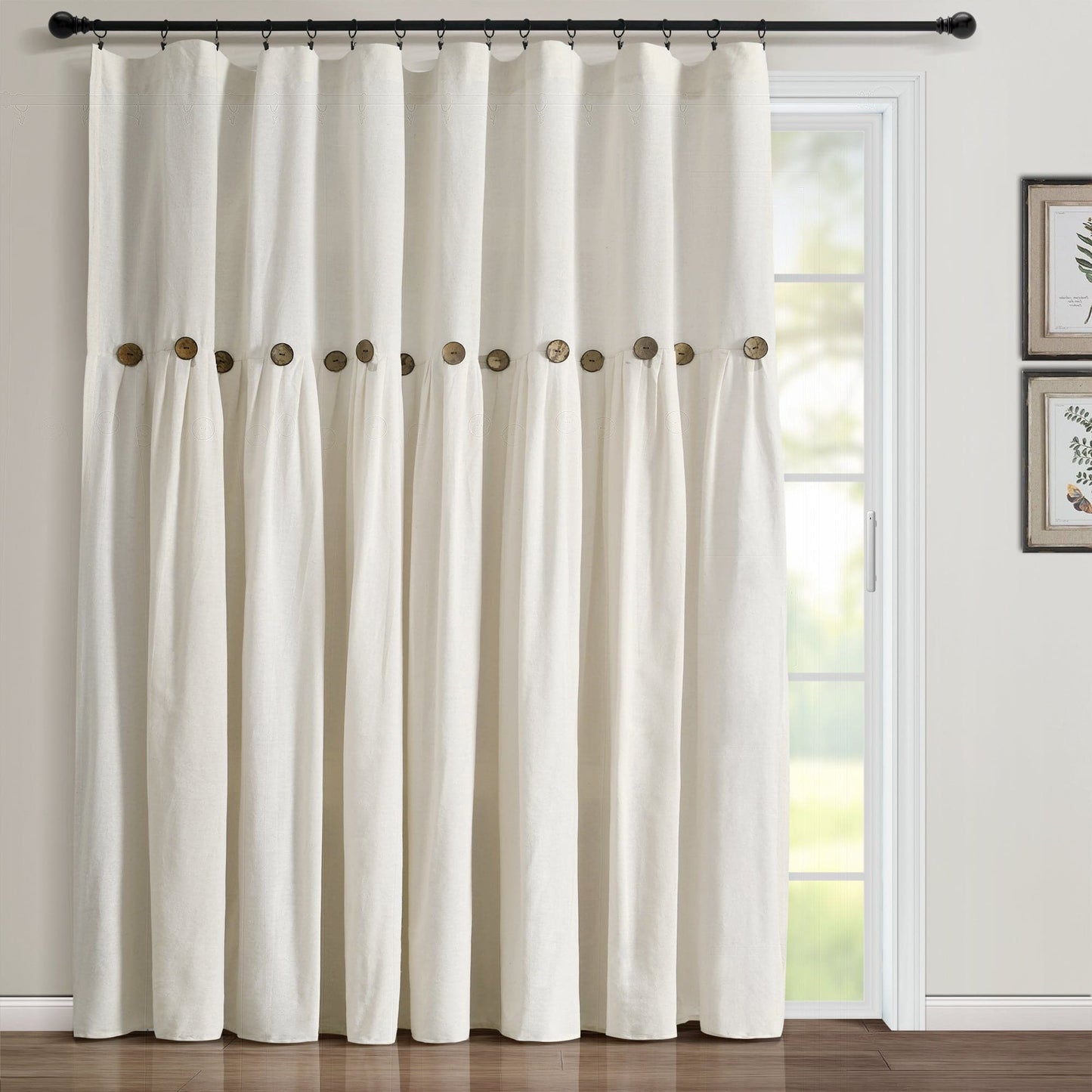 Linen Button Window Curtain Panel