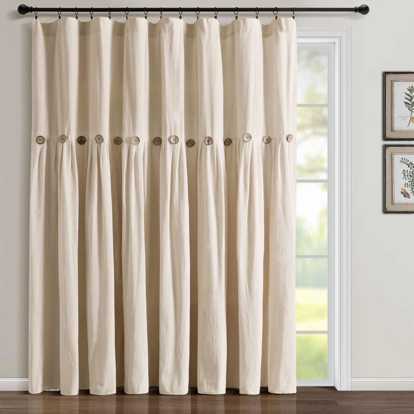 Linen Button Window Curtain Panel