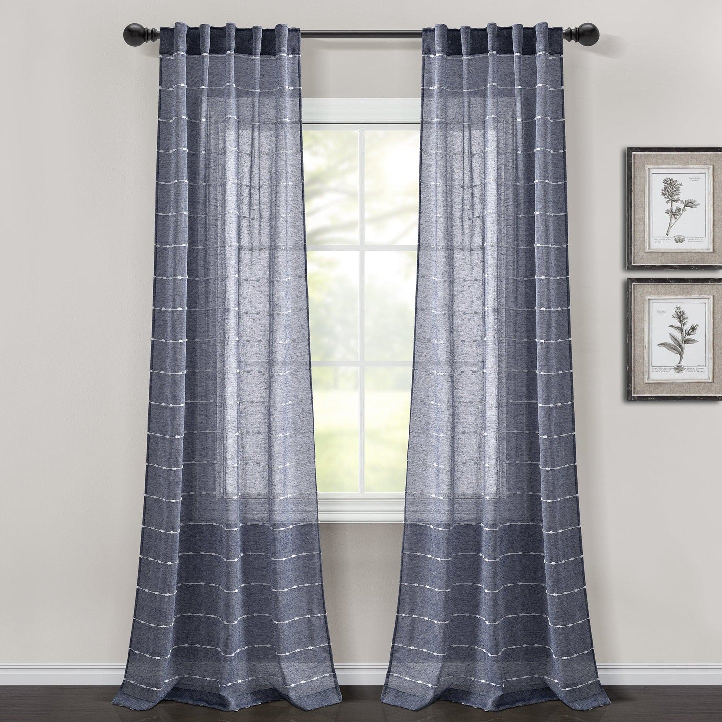 Farmhouse Textured Grommet Sheer Window Curtain Panel Set