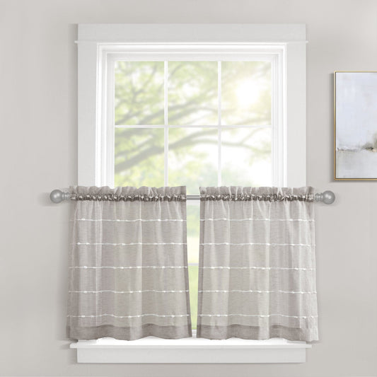 Farmhouse Textured Sheer Kitchen Window Tiers Set