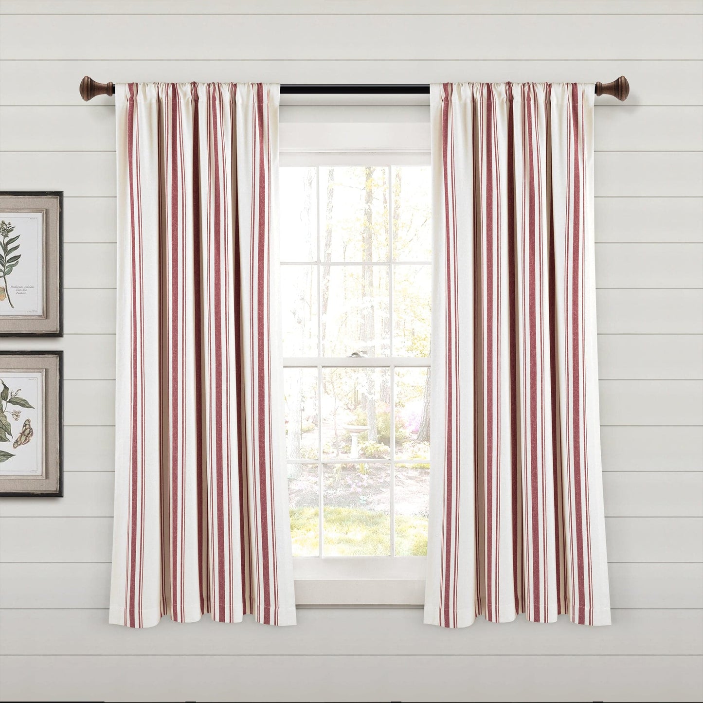 Farmhouse Stripe Yarn Dyed Recycled Cotton Window Curtain Panel Set