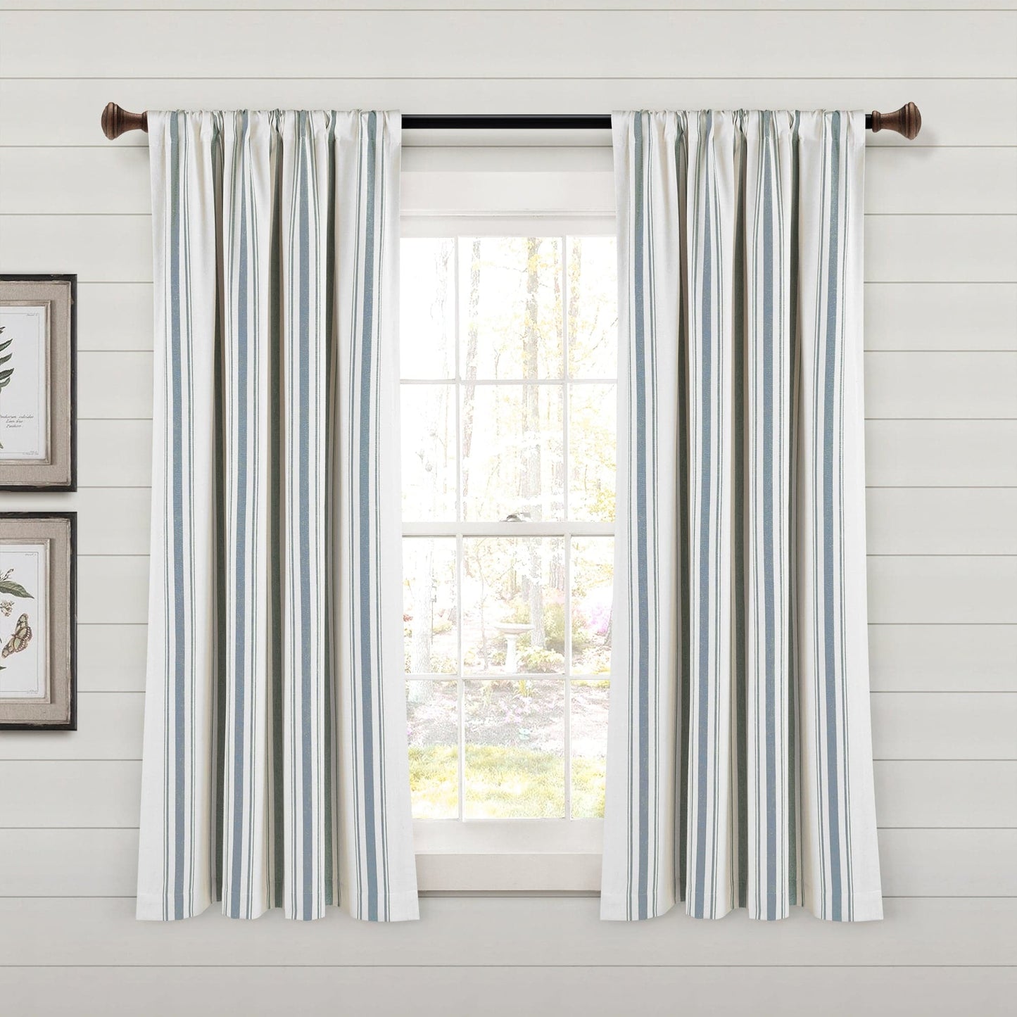 Farmhouse Stripe Yarn Dyed Recycled Cotton Window Curtain Panel Set