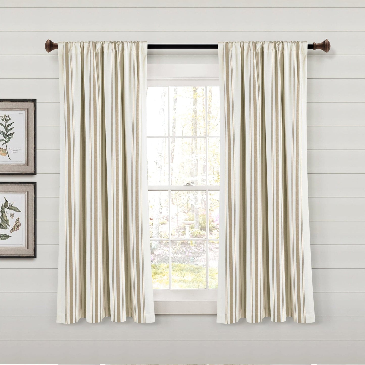 Farmhouse Stripe Yarn Dyed Recycled Cotton Window Curtain Panel Set