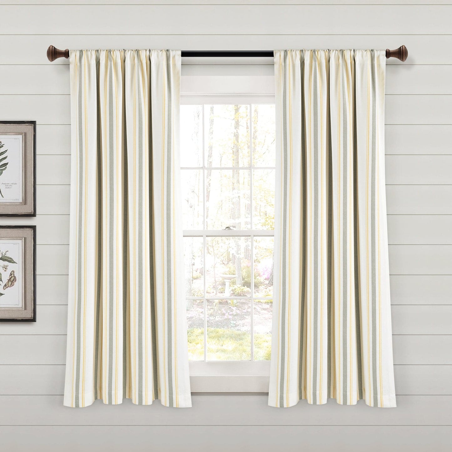 Farmhouse Stripe Yarn Dyed Recycled Cotton Window Curtain Panel Set