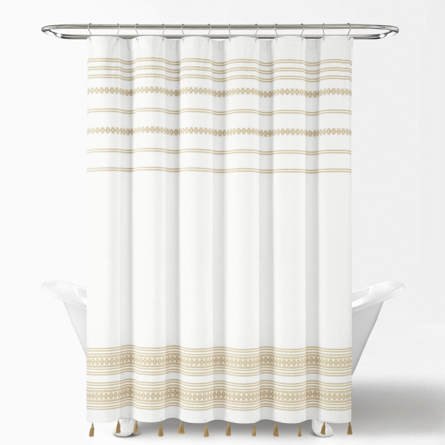 Breezy Chic Tassel Jacquard Recycled Cotton Shower Curtain