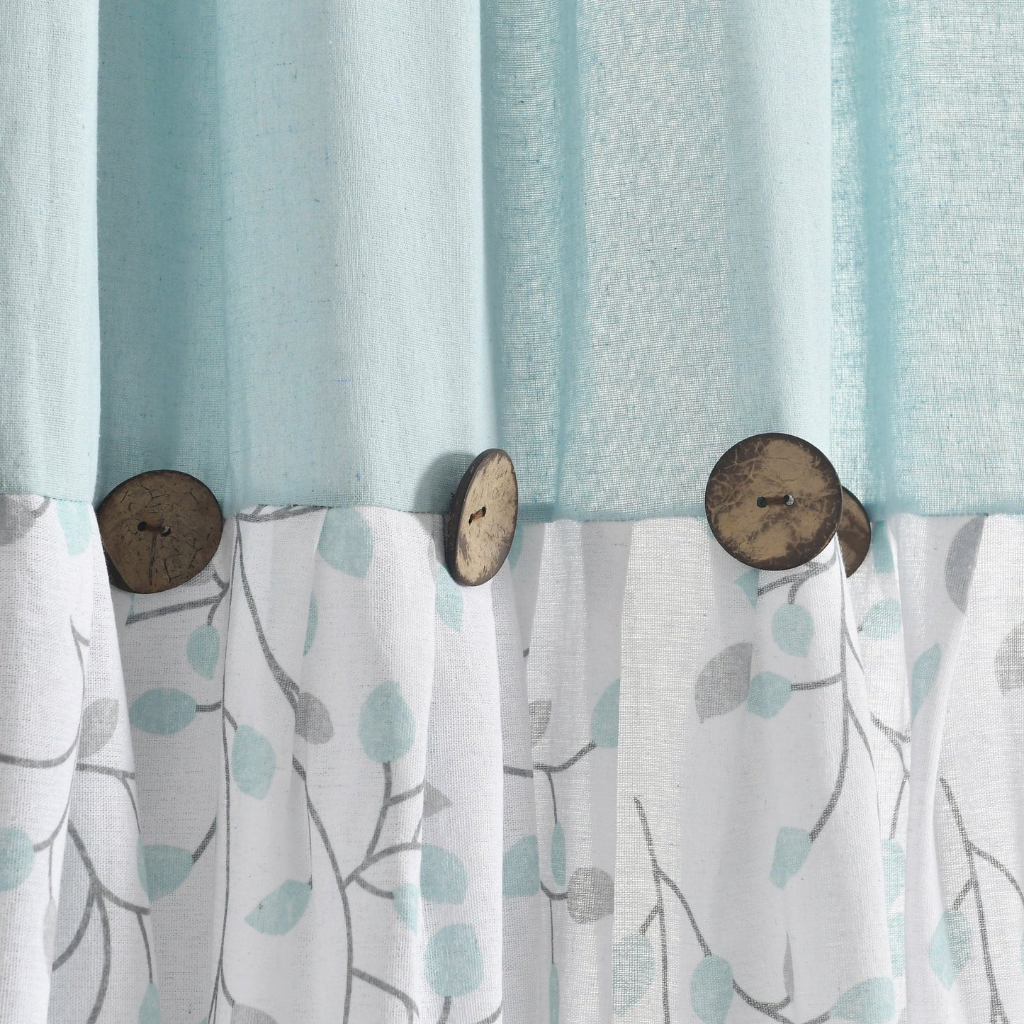 Linen Button Botanical Garden Window Curtain Panel