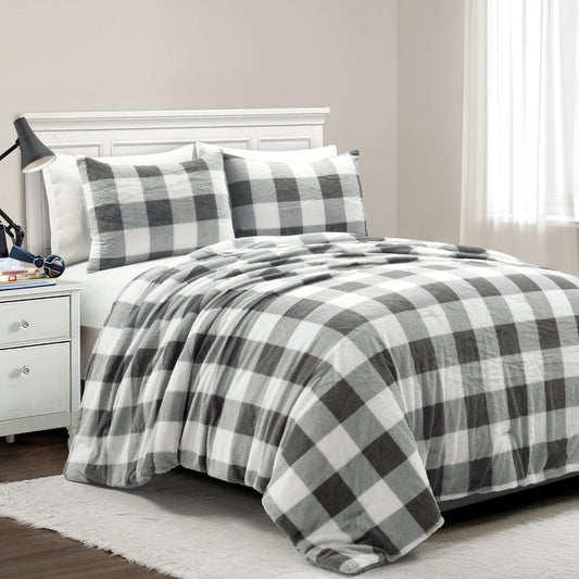 Plaid Ultra Soft Faux Fur All Season Comforter Set