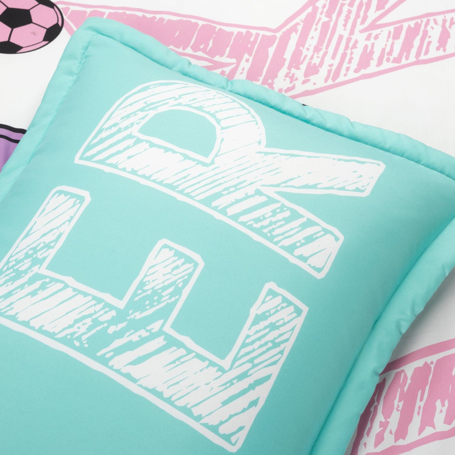 Girls Soccer Kick Comforter Set