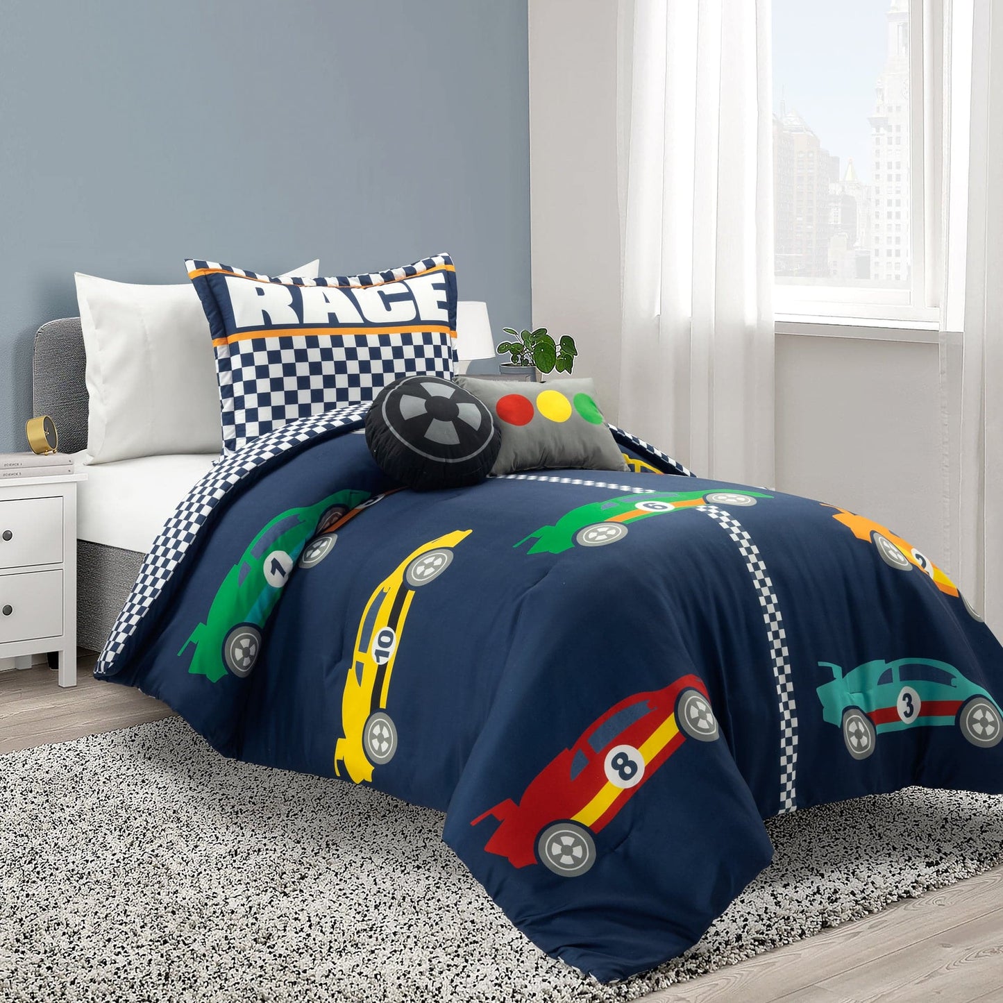 Racing Cars Reversible Comforter Set