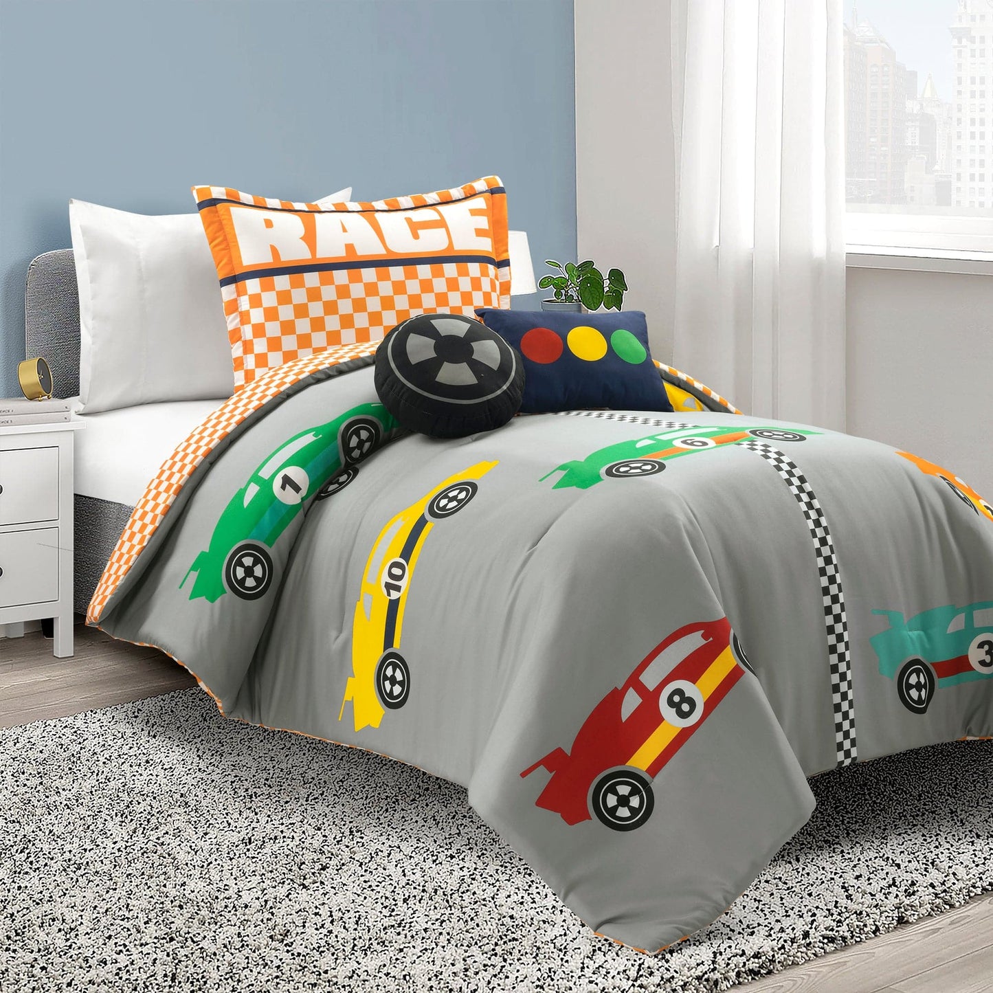 Racing Cars Reversible Comforter Set