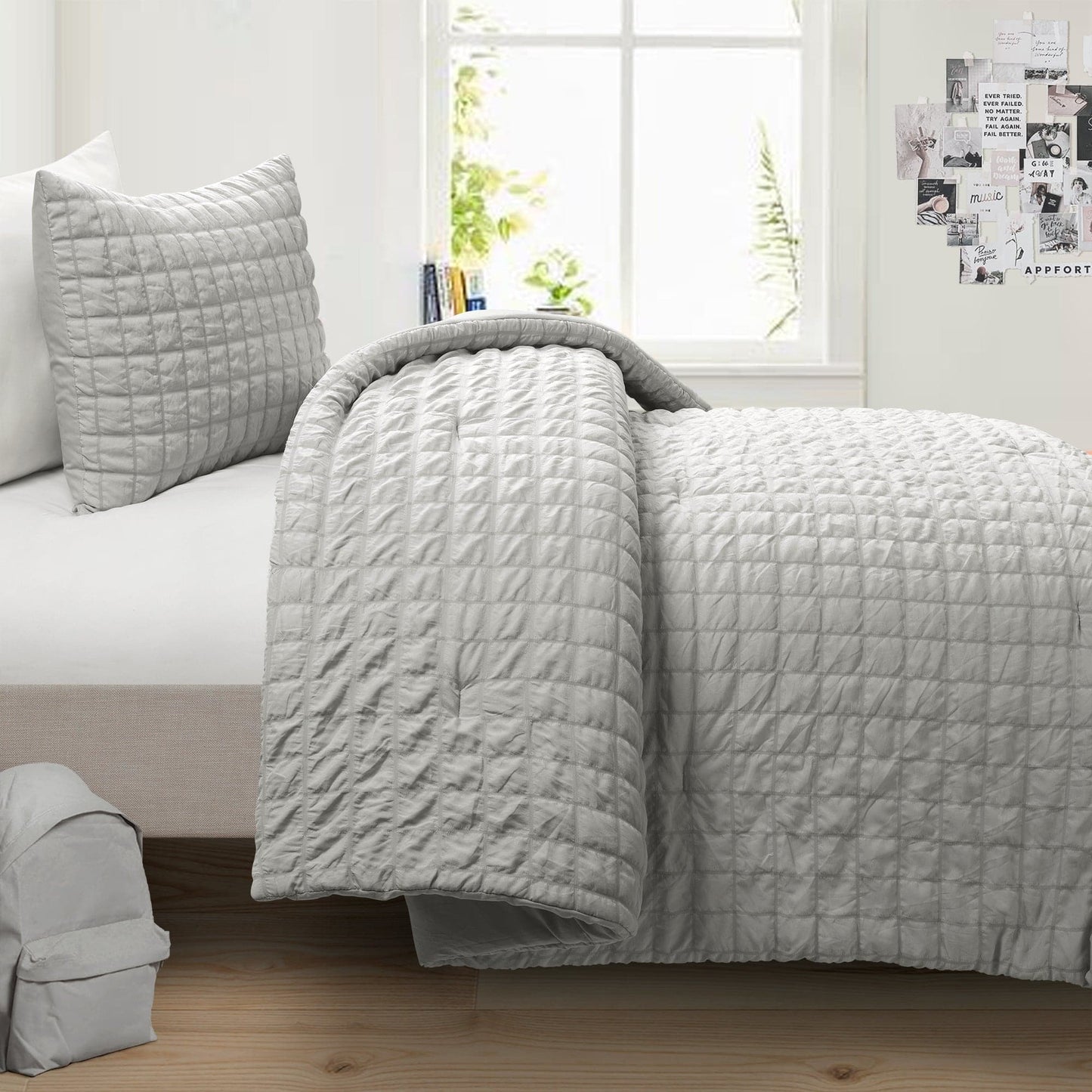 Crinkle Textured Dobby Comforter Set