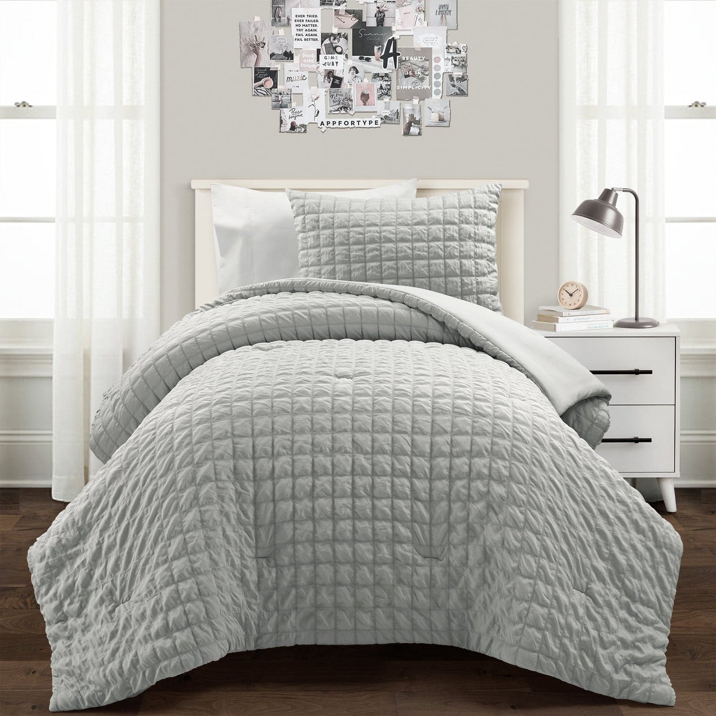 Crinkle Textured Dobby Comforter Set