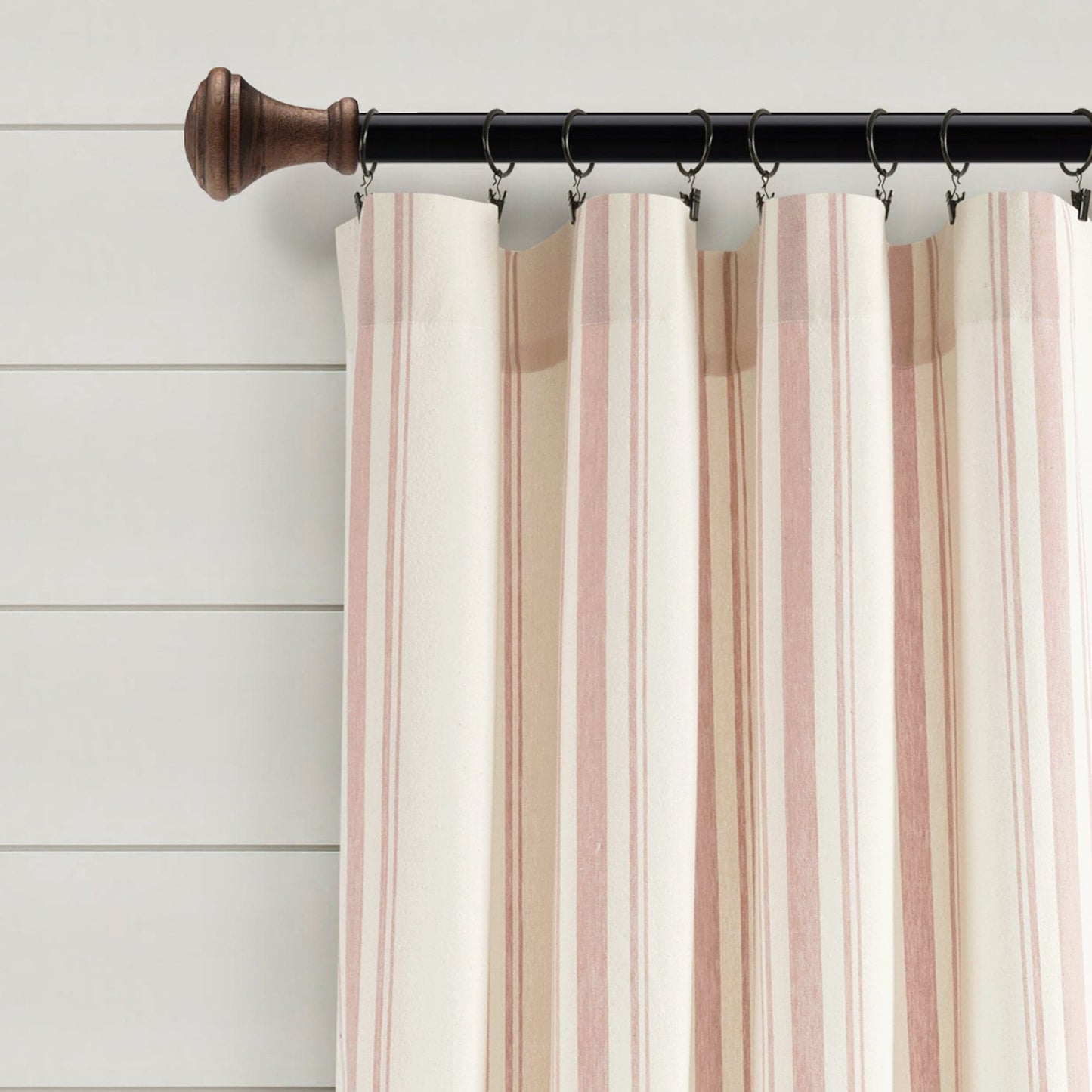 Farmhouse Stripe Yarn Dyed Recycled Cotton Window Curtain Panel Set