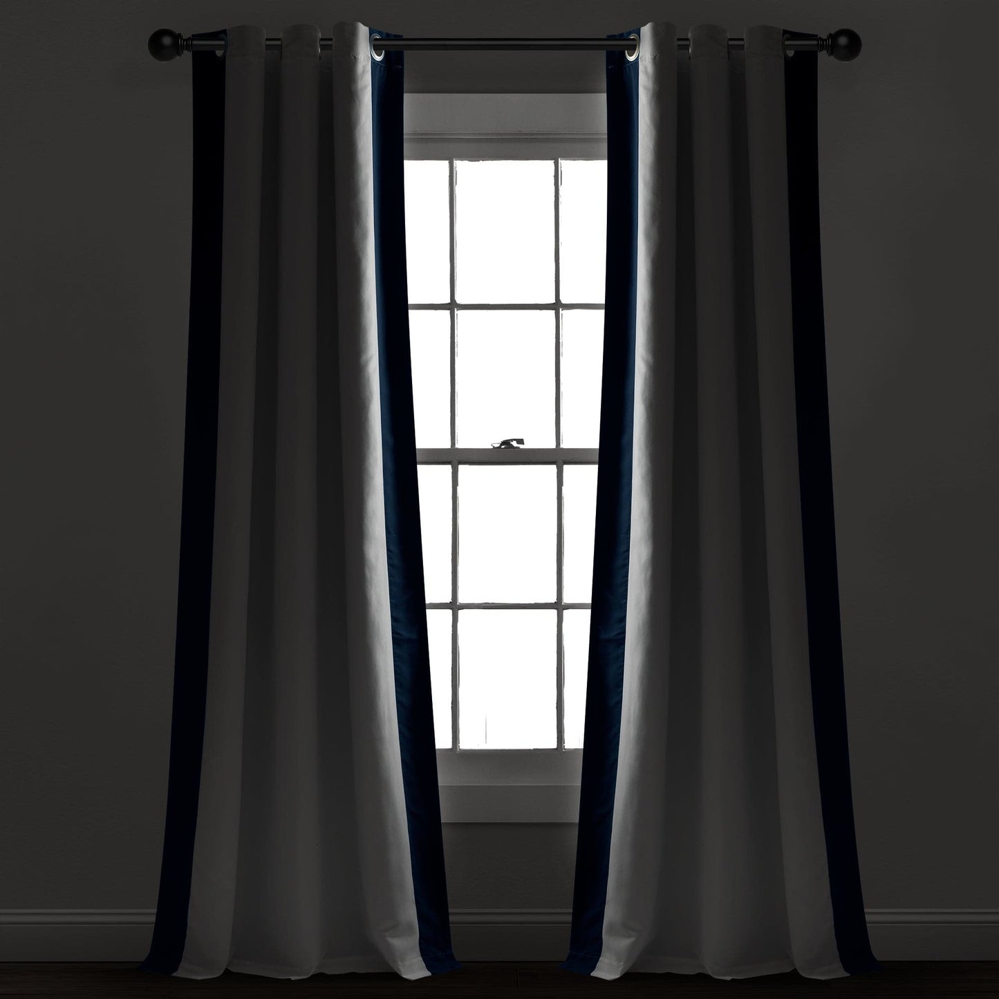 Block Border Blackout Window Curtain Panel