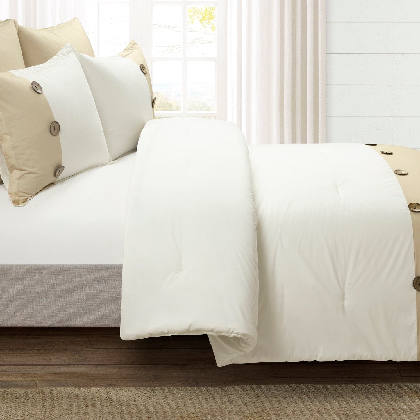 Linen Button Comforter 5 Piece Set