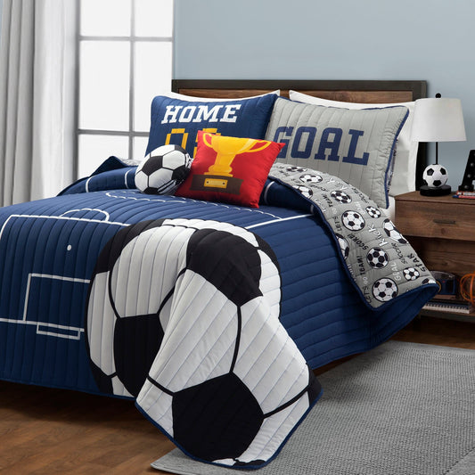 Soccer Game Reversible Oversized Quilt Set