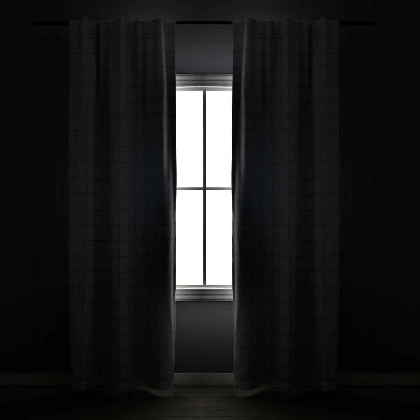 Urban Square Grid Blackout Window Curtain Panel Set