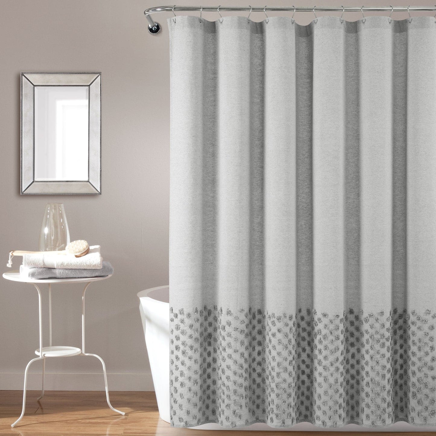 Boho Polka Dot Yarn Dyed Recycled Cotton Shower Curtain