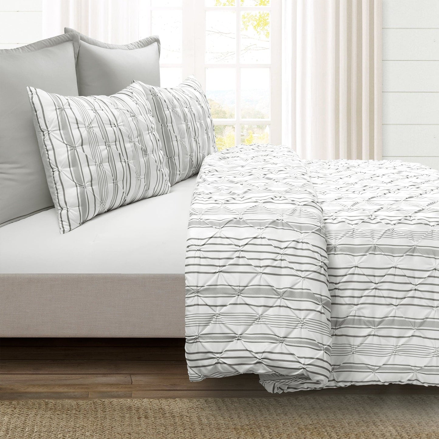 Ravello Pintuck Stripe 5 Piece Comforter Set