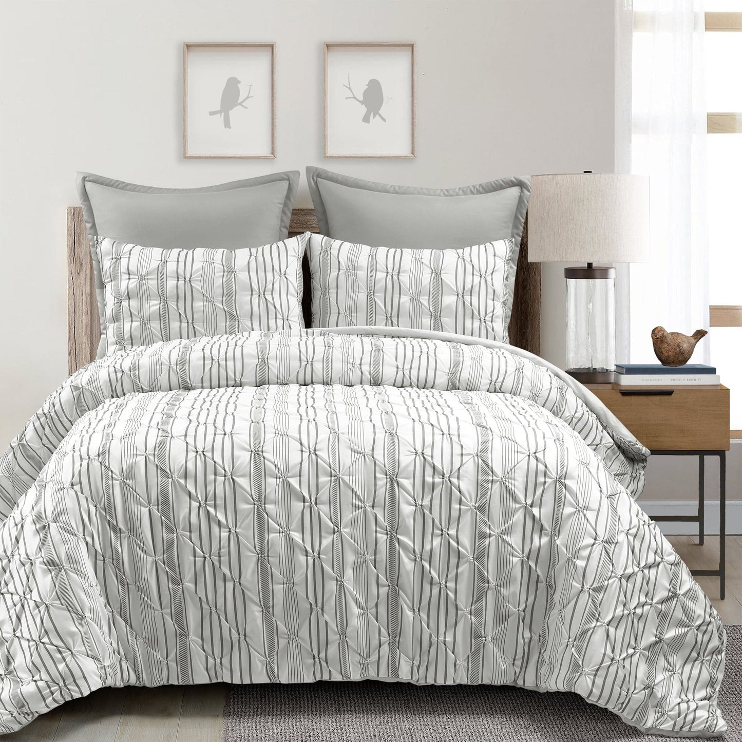 Ravello Pintuck Stripe 5 Piece Comforter Set