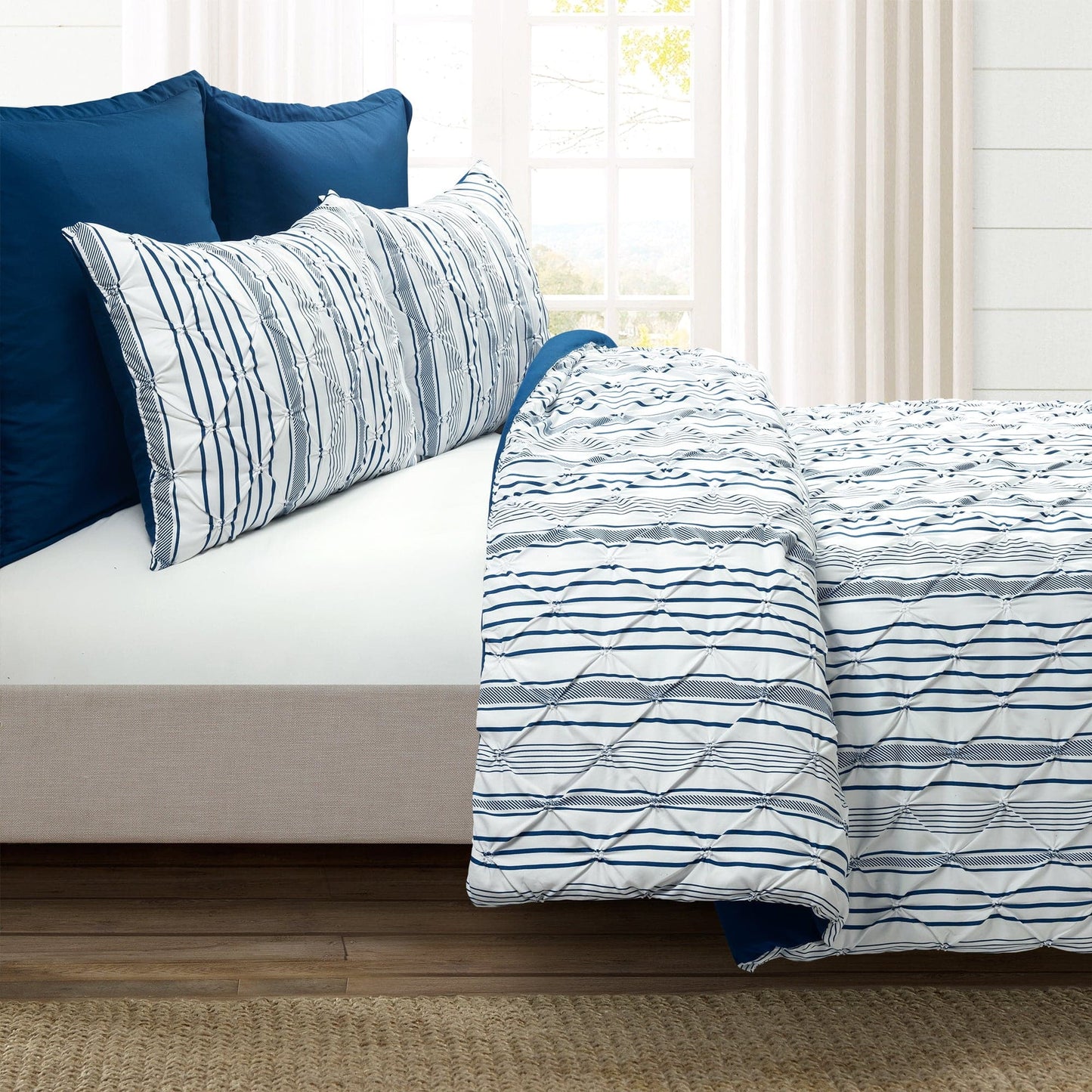 Ravello Pintuck Stripe 5 Piece Comforter Set