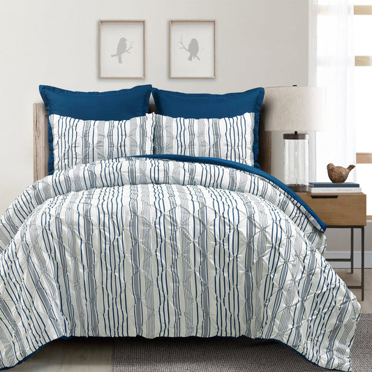 Ravello Pintuck Stripe 5 Piece Comforter Set