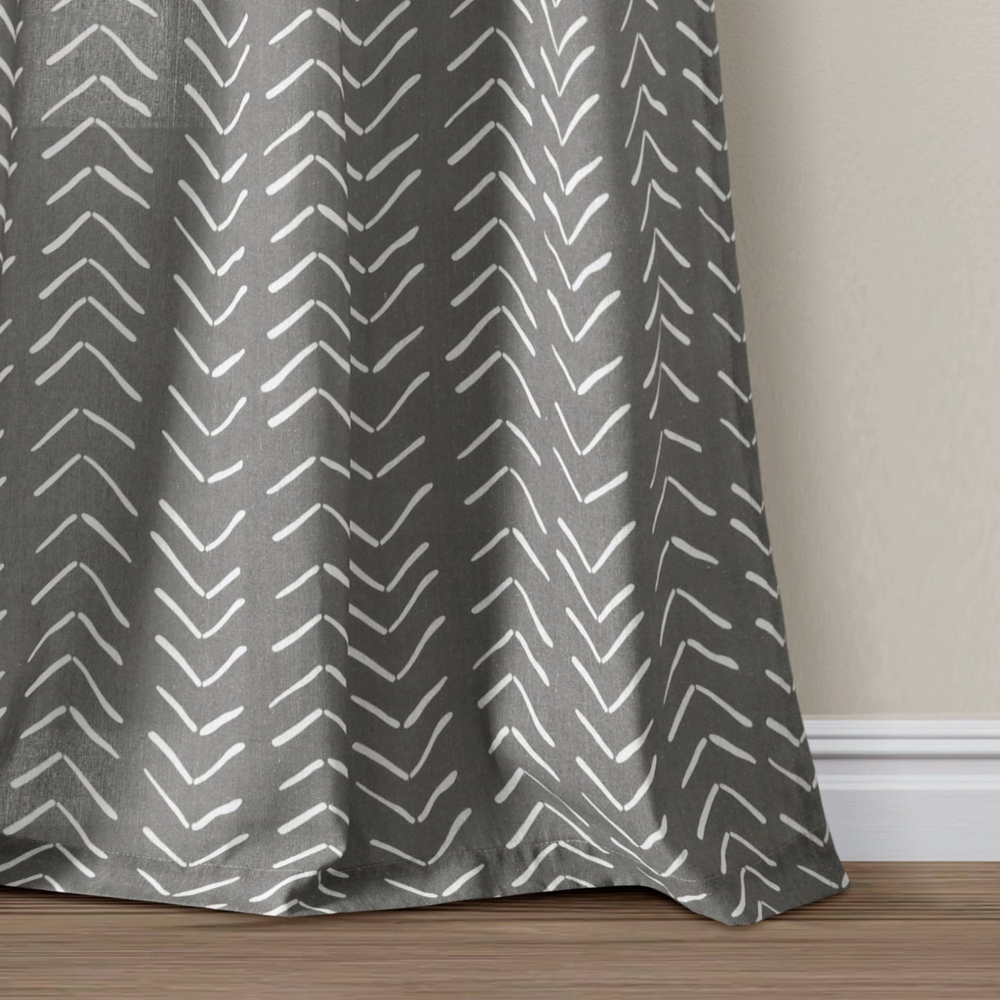 Hygge Modern Arrow Faux Linen Window Curtain Panel Set