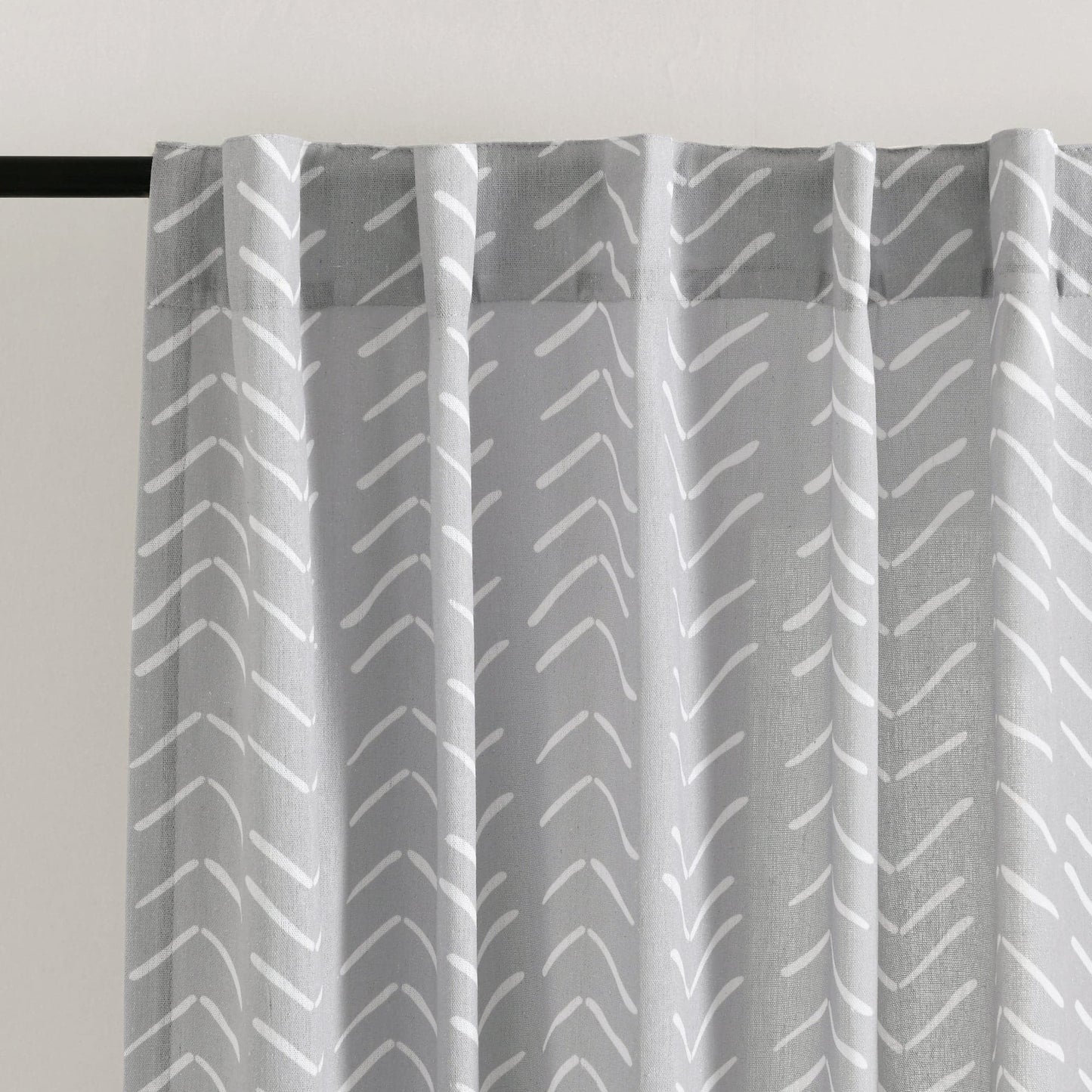 Hygge Modern Arrow Faux Linen Window Curtain Panel Set