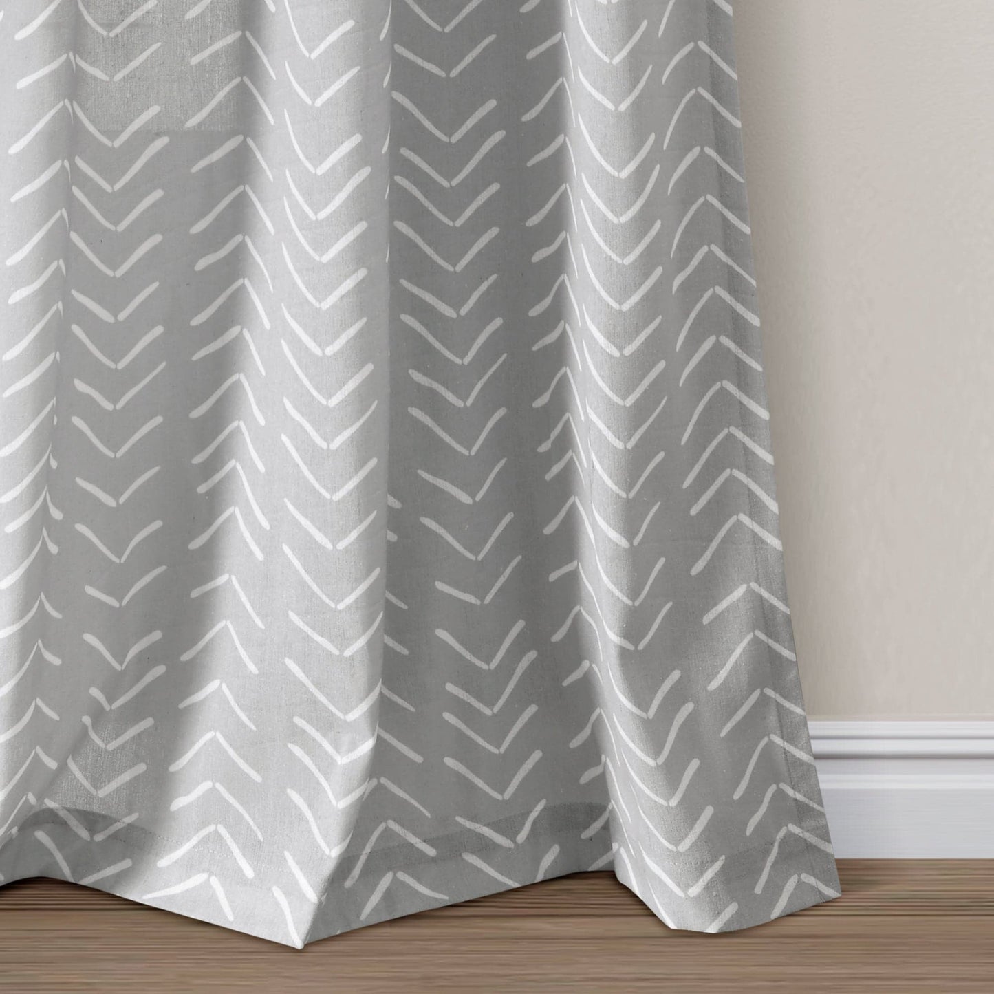 Hygge Modern Arrow Faux Linen Window Curtain Panel Set