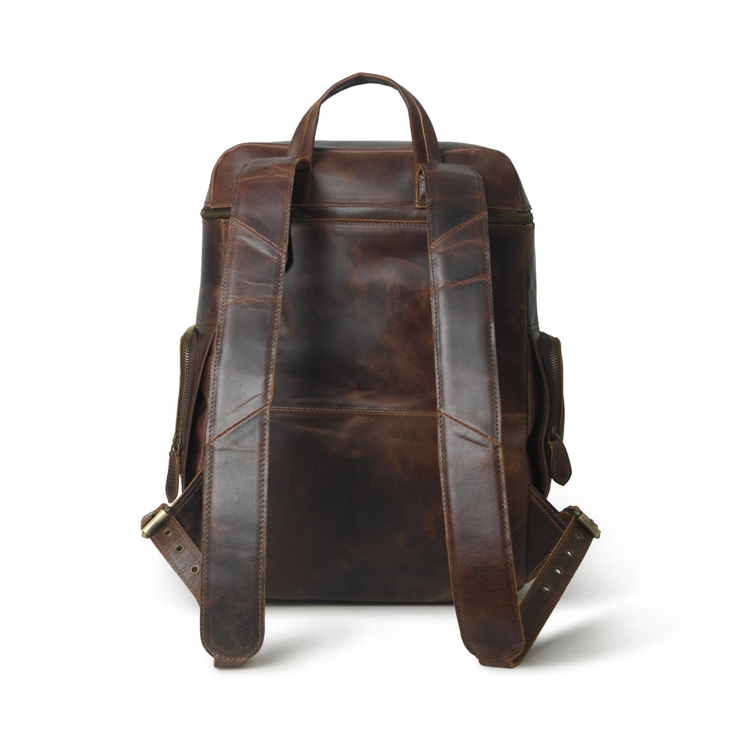 Alpha Brown Buffalo Leather Travel Backpack