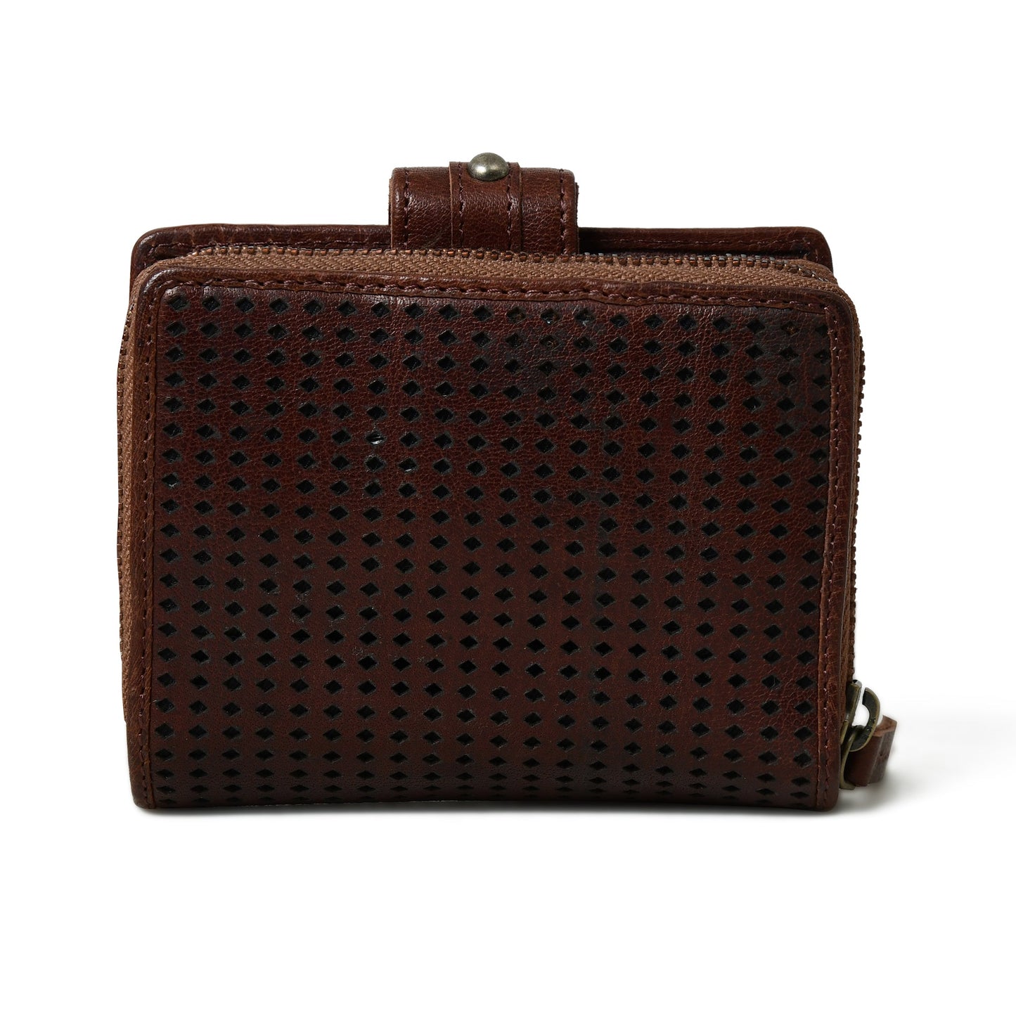 Textured Women's Bifold Wallet- Dark Brown