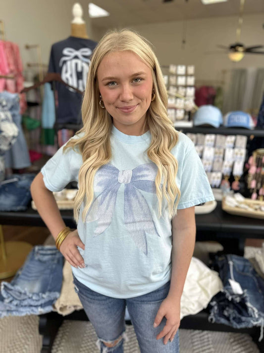 Amelia Kates - Blue Coquette Bow Tee