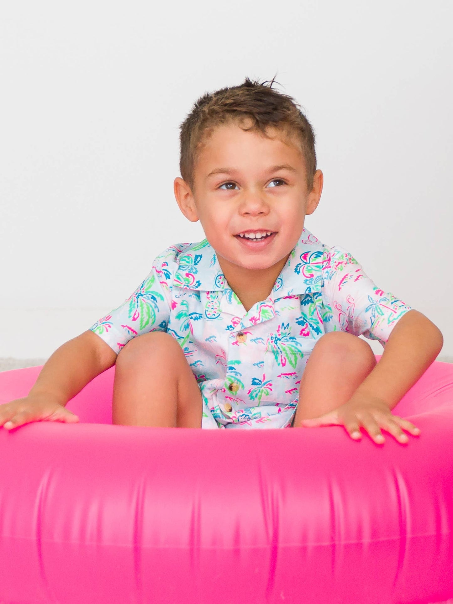 RuffleButts + RuggedButts - Boys Tropical Resort Short Sleeve Camp Shirt