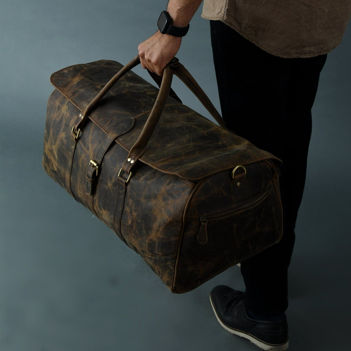 The Bolton Flap Duffel- Dark Brown