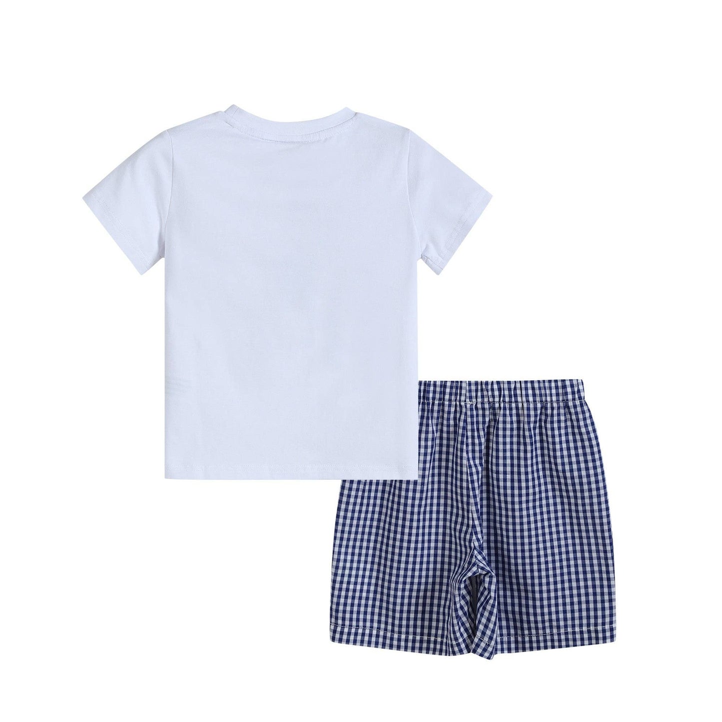 Lil Cactus - Royal Blue Gingham American Flag Shirt and Shorts Set