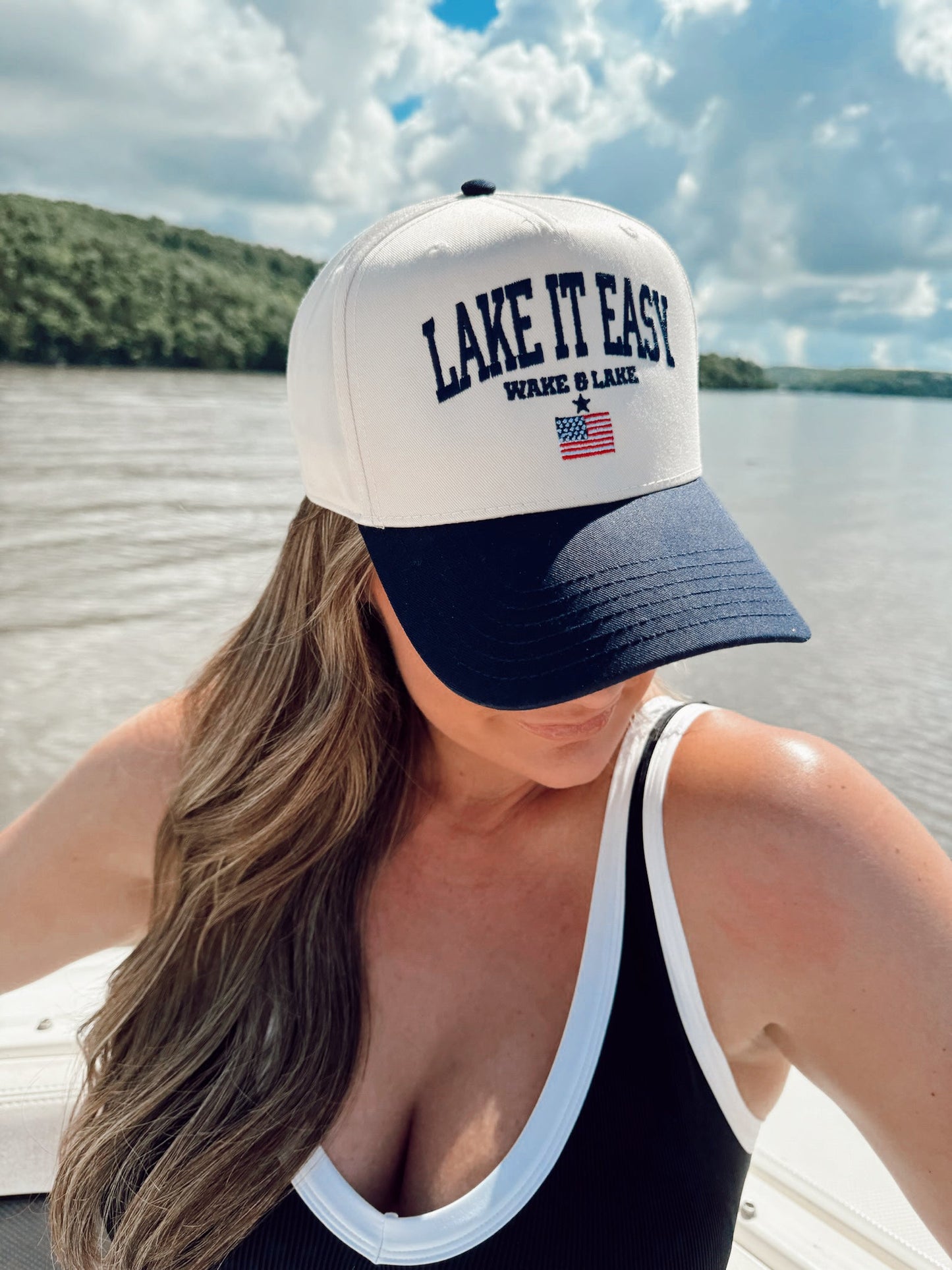 Lake it Easy - Navy Vintage Trucker Hat