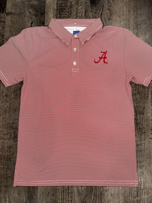 Striped Alabama Crimson A Polo
